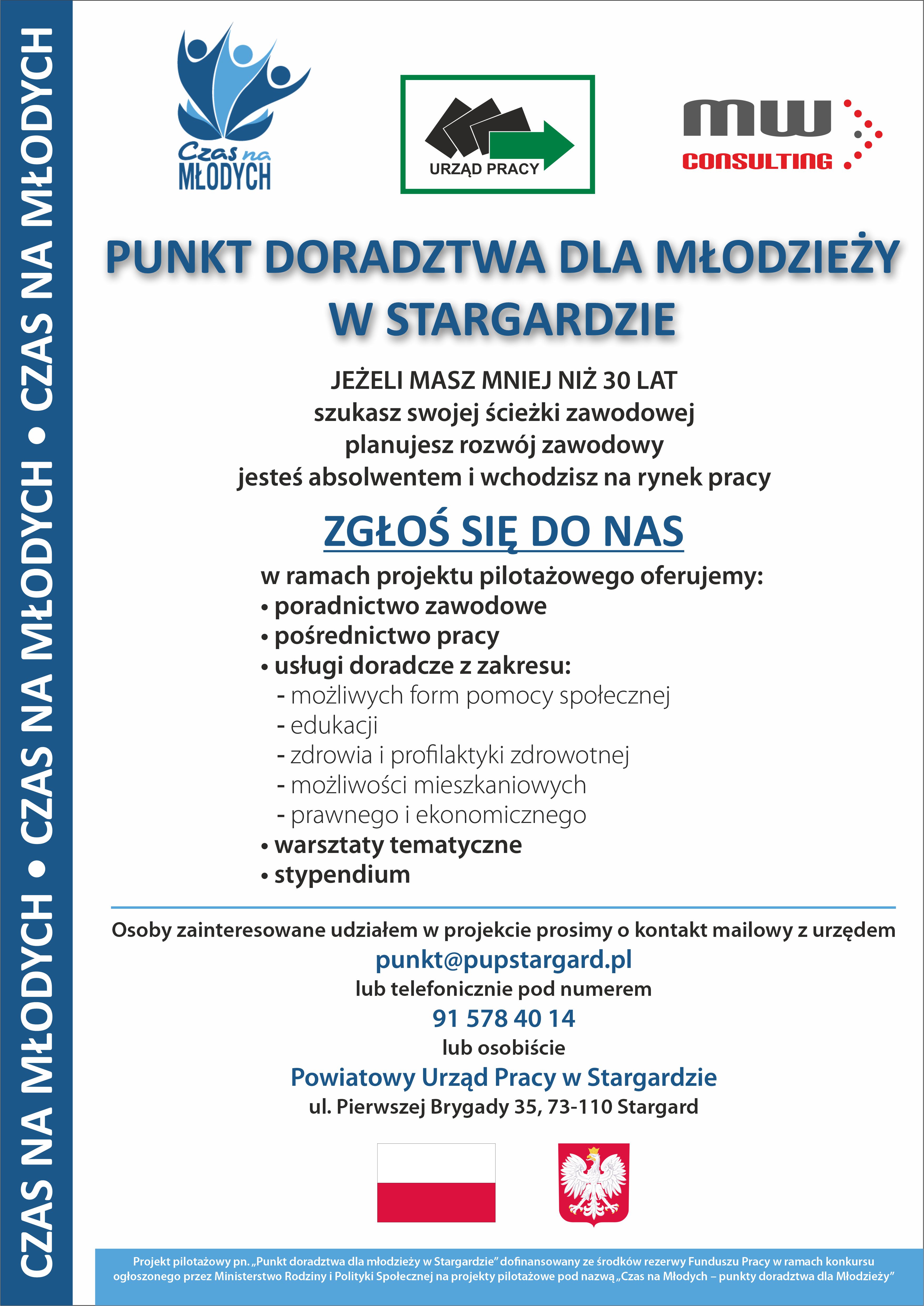 plakat - Punkt doradztwa dla młodzieży w Stargardzie